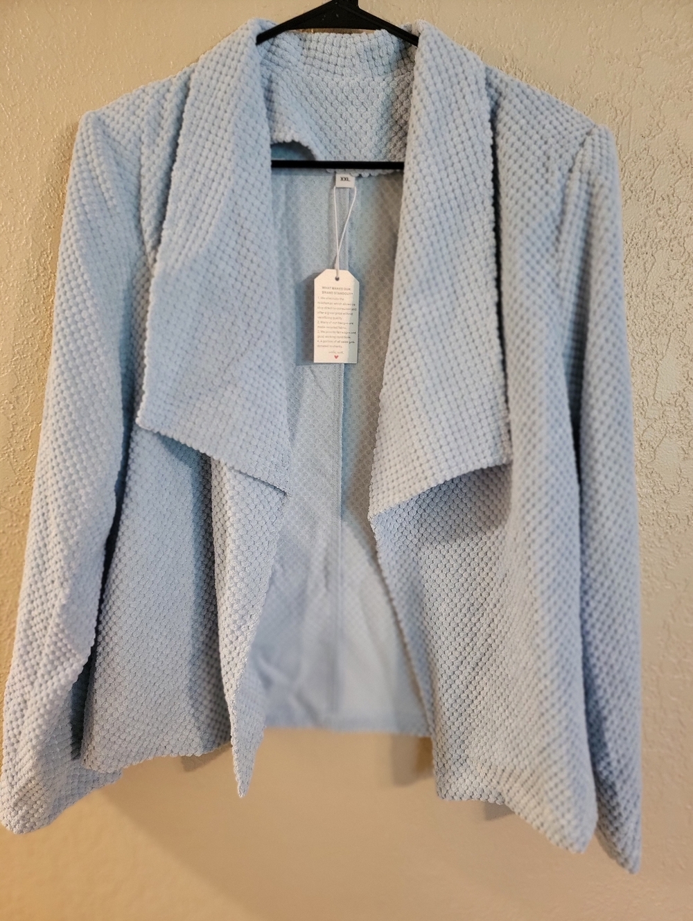 Light Blue Women's Open Front Textured Jacket